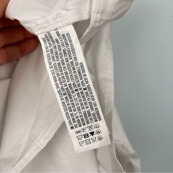 English Factory Smocked White Rainbow Midi Dress W/Pockets Adjustable Ties Sz M - Picture 14 of 16